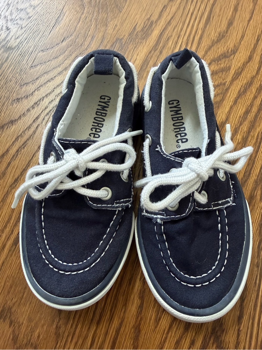 Gymboree Navy and White Canvas Kids Lace-Up Boat Shoes, toddler size 9
